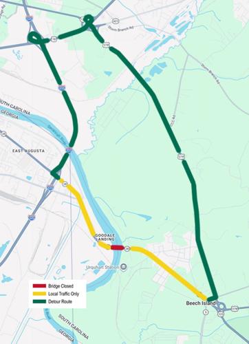 SCDOT to close, detour Sand Bar Ferry Road westbound bridge over Savannah River for repairs in Aiken County