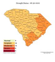 Drought in all SC counties; Orangeburg, Calhoun, Bamberg in first stage