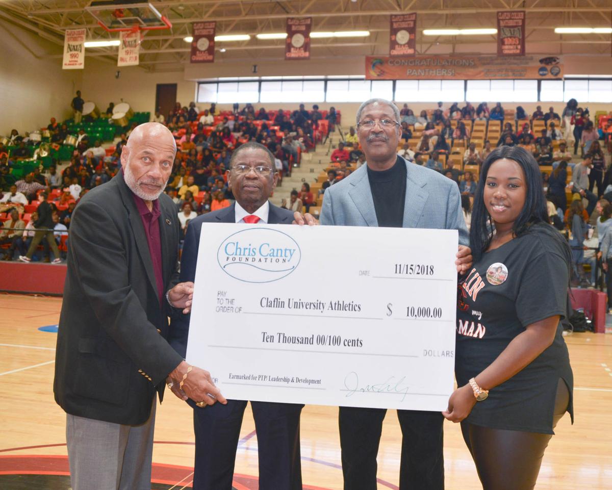 CLAFLIN ATHLETICS Donation from Chris Canty Foundation funds Panther Total Package Leadership