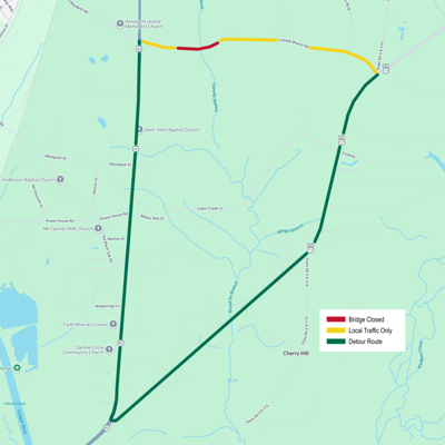 SCDOT Closes Canady Branch Road Bridge in Berkeley County for Repairs