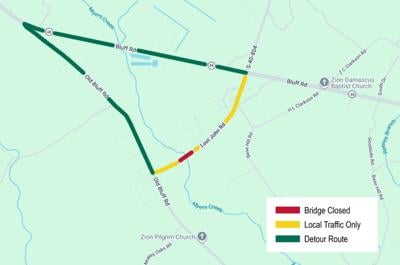 SCDOT to close and detour Lost John Road bridge over Cabin Creek in Richland County for repairs