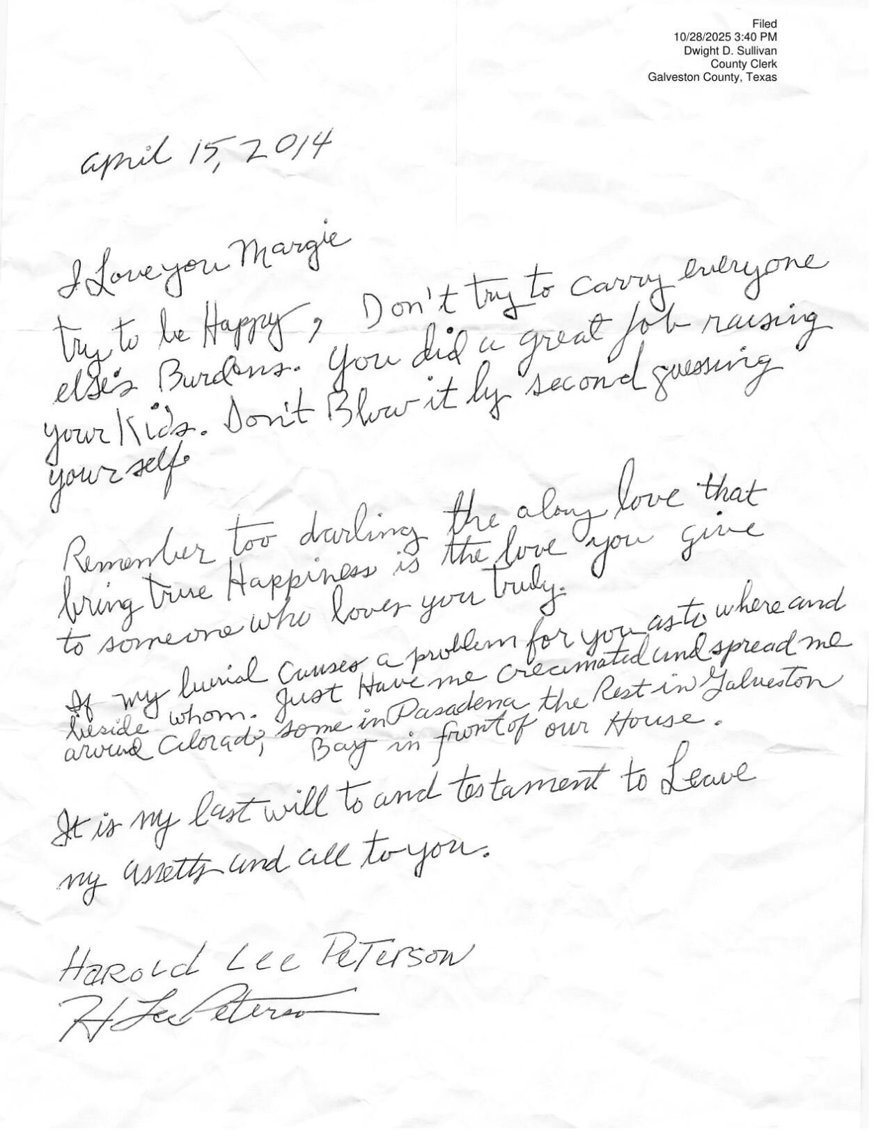 Last will and testament