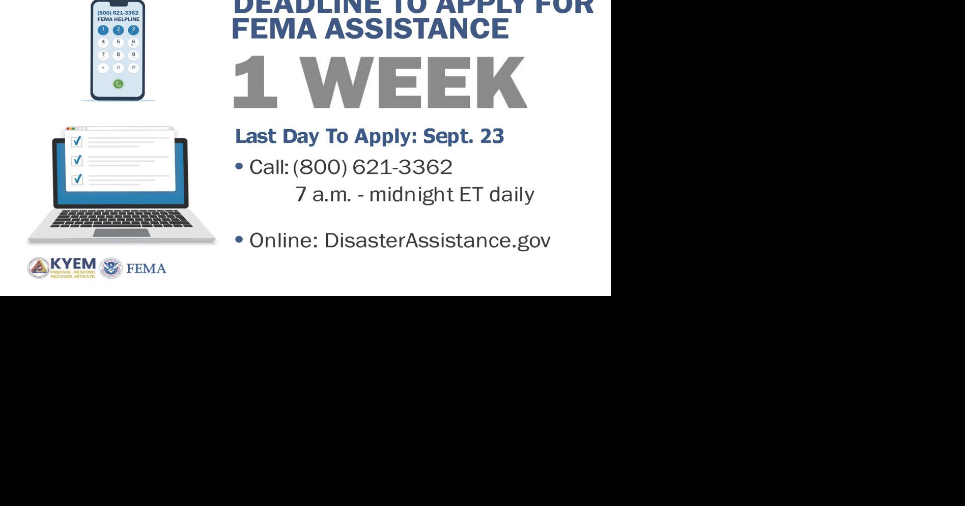 Time is running out to apply for FEMA assistance following severe storms from May 21-27