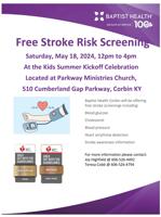 Free stroke screenings offered May 18 by Baptist Health as part of 100 Days of Service