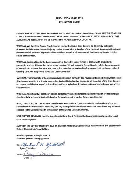 Knox Fiscal Court Asks Tax Funds To Be Reallocated Away From Uk After Team Kneels During National Anthem Kentucky Thetimestribune Com