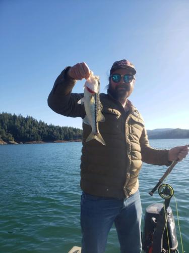 Fly fishing for spotted bass on Lake Oroville