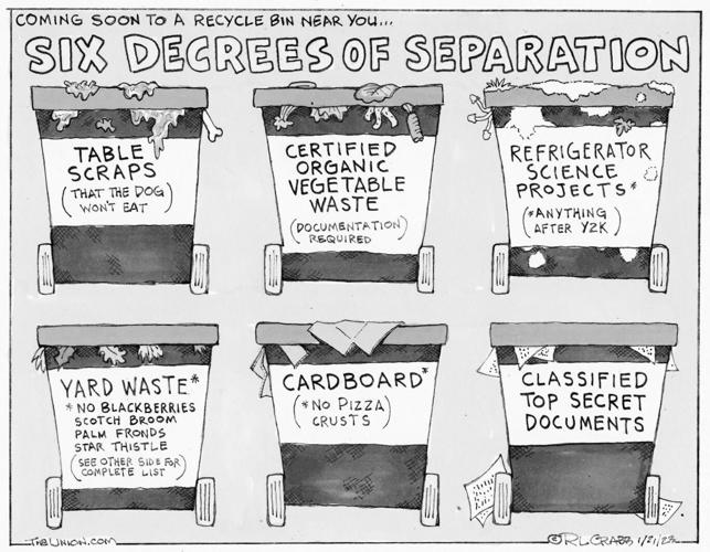 Crabb Cartoon: Six Decrees of Separation (black and white)