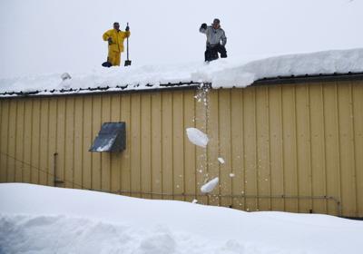 Heavy snow load on buildings