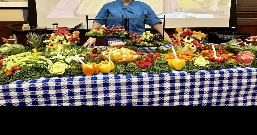Class teaches students how to create fruit, vegetable table