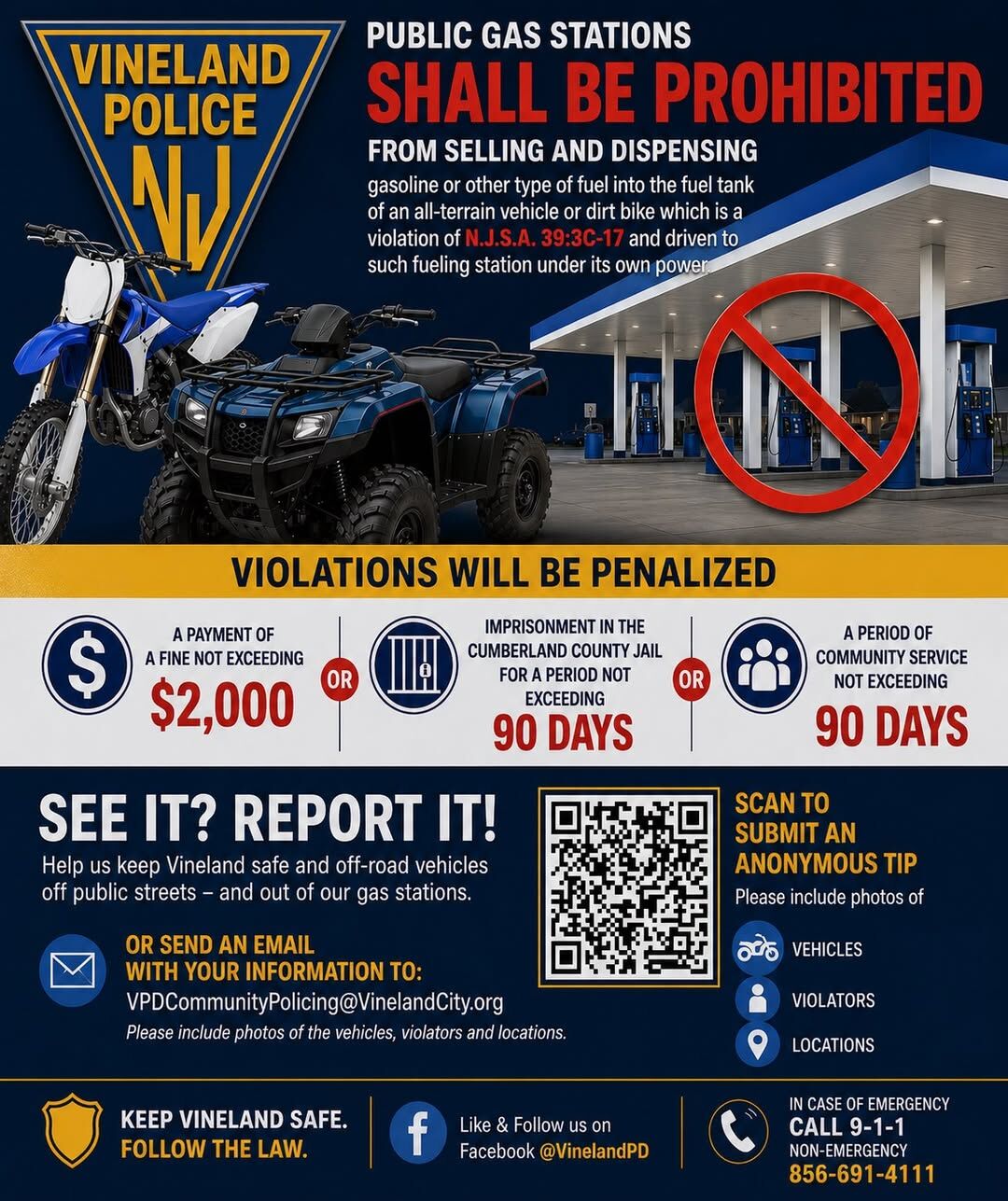 Vineland Police share information on ATV and dirtbike regulations