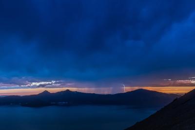 Lightening Storm at Dusk Over Crater Lake