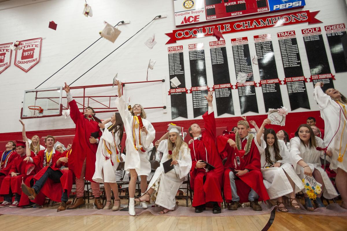 WWII veteran walks with Coquille High School's graduating class