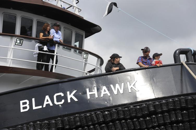 Sause Bros. tug Black Hawk to the fleet with a party Local