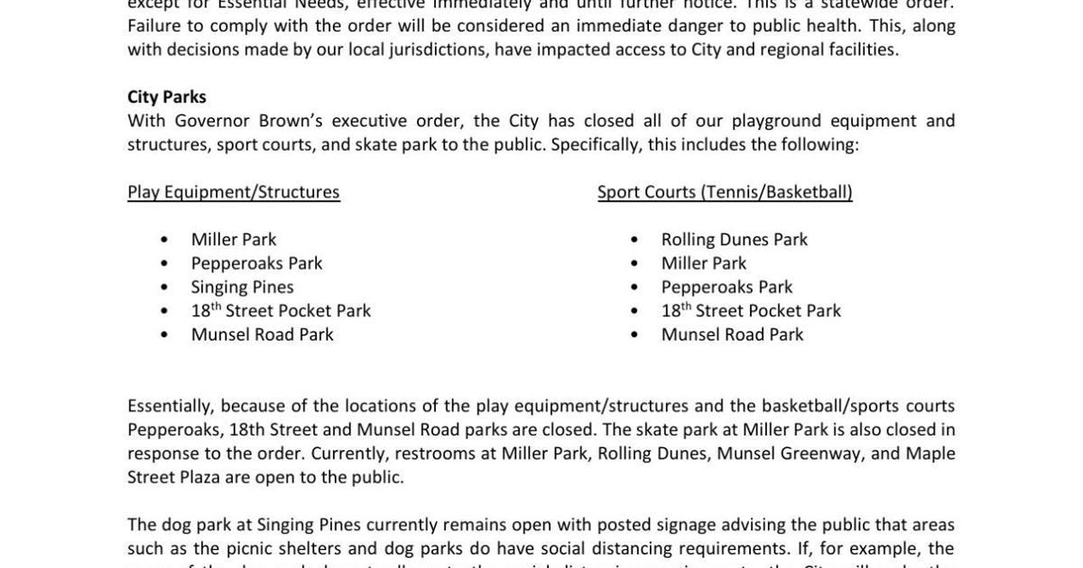 Park Closure Form City of Florence announces park, facility closures | Local News ...