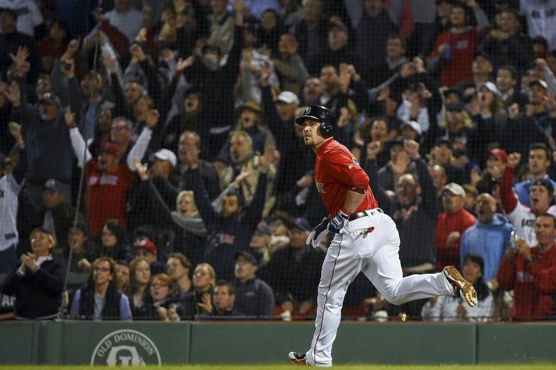 Steve Pearce 2018 Boston Red Sox Snags Final Out Game 4 ALDS 