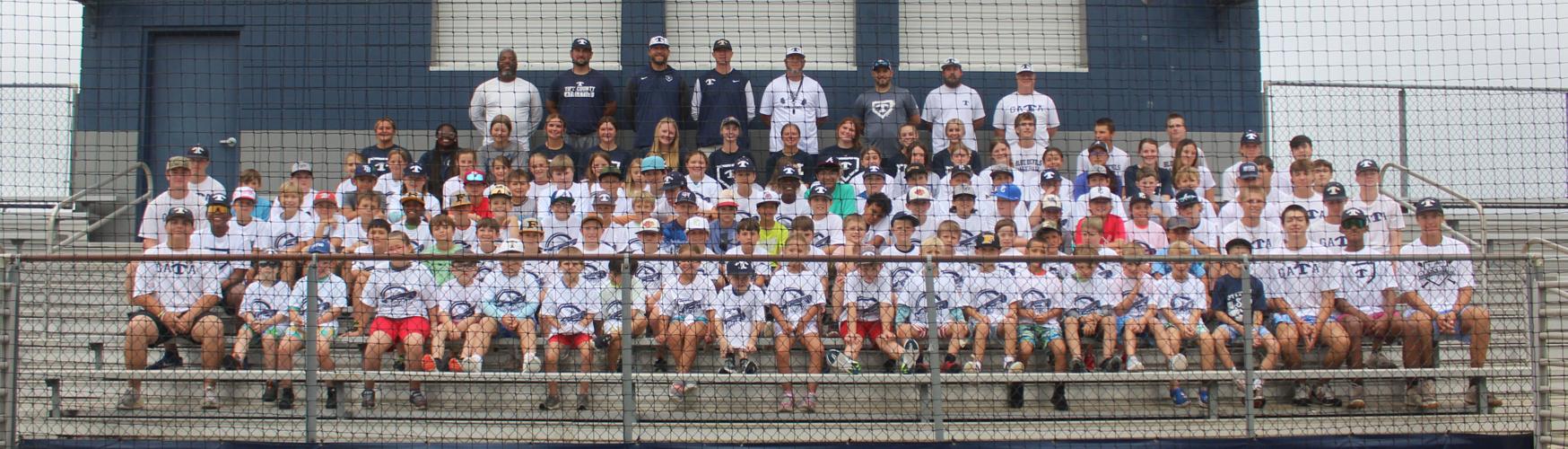 Square One children participate in a baseball & softball clinic