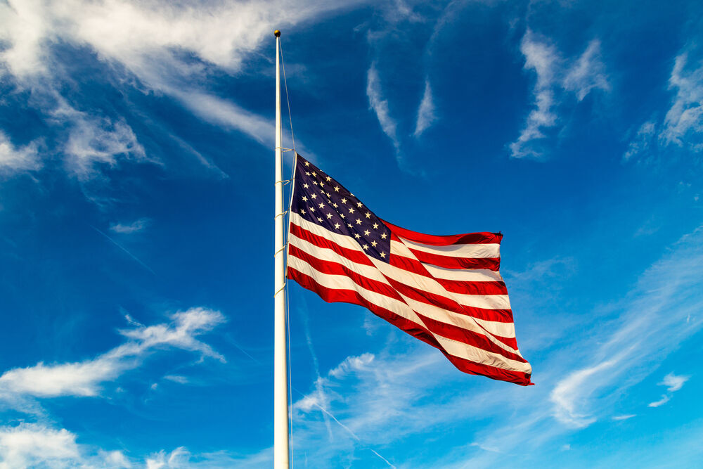 flags lowered to half staff today