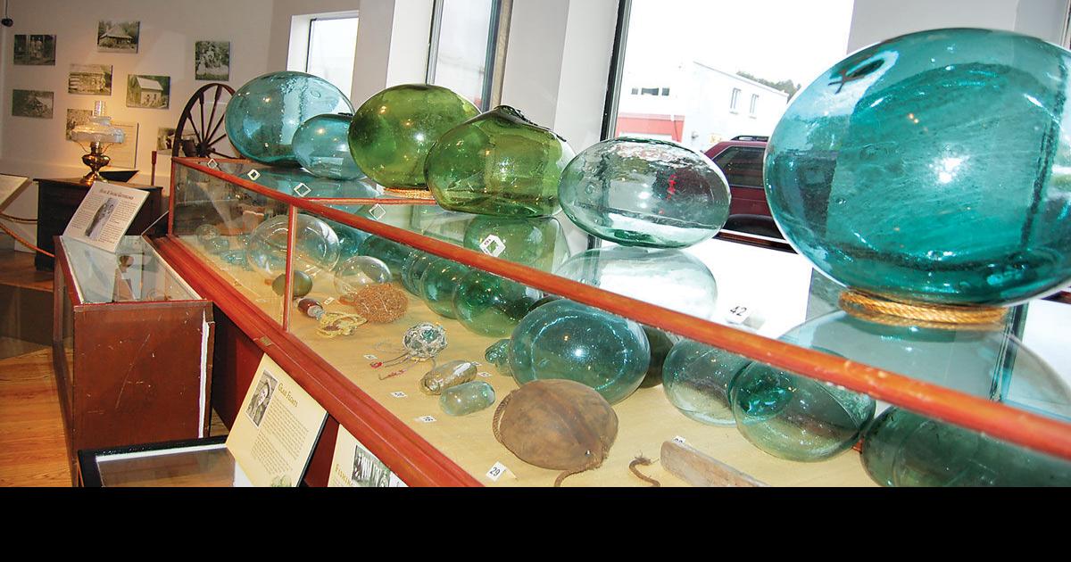 Rare glass floats in museum exhibit, Coast Life