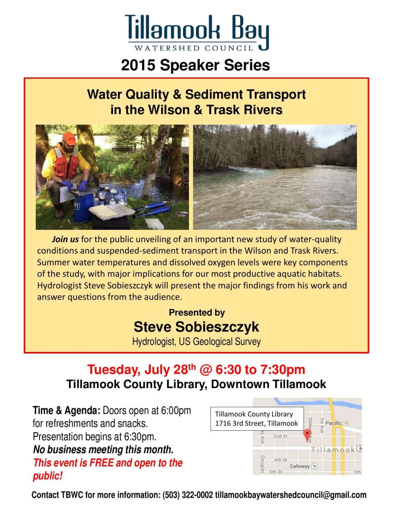 USGS Hydrologist to speak Tuesday night