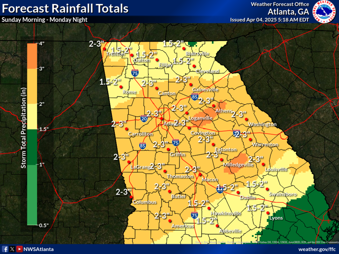 Severe storms, heavy rain possible Sunday into Monday across Georgia ...