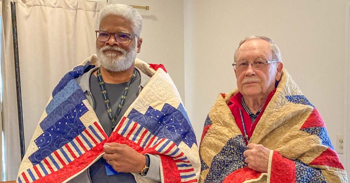 Two veterans honored with Quilts of Valor at Kiwanis meeting