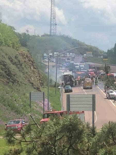First responders remain at scene of tractor-trailer fire
