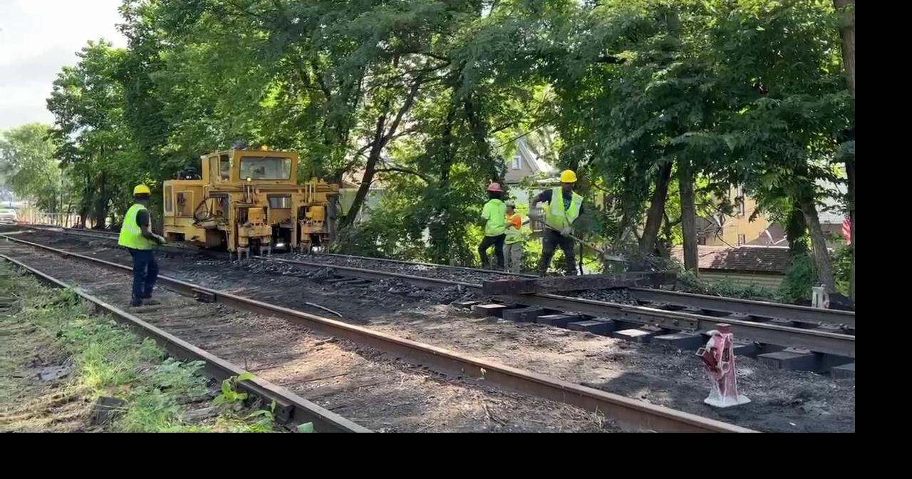 Video Scenic railroad track work complete