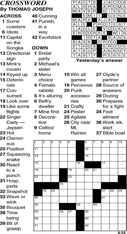 Today’s Crossword | Puzzles | timesargus.com