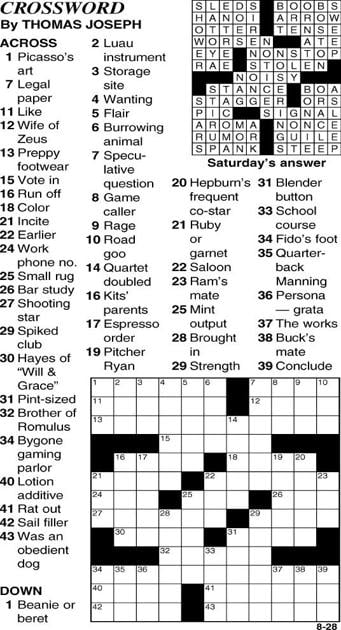 Today’s Crossword | Puzzles | timesargus.com