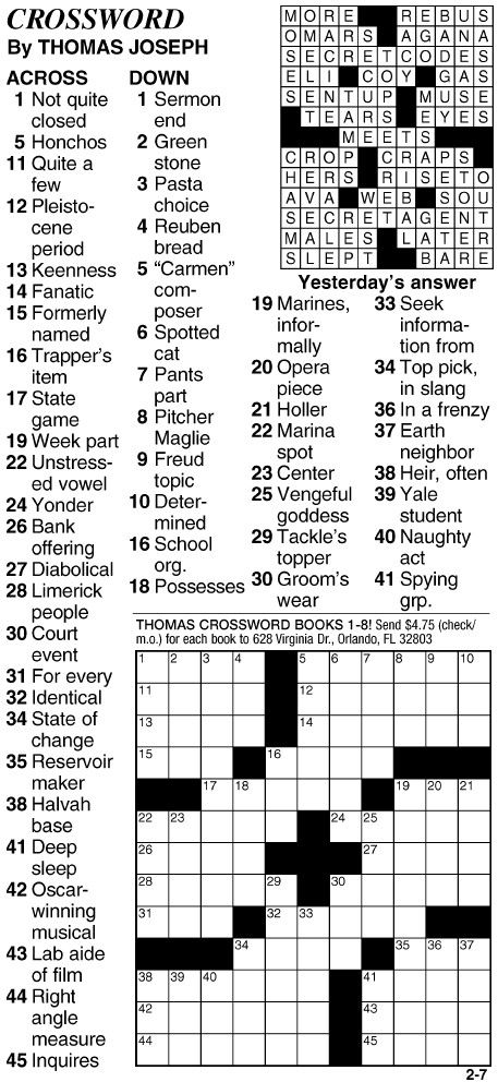 Today s Crossword Puzzles timesargus