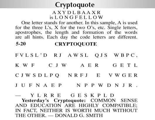 answer to todays crypto quote