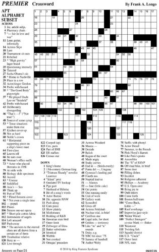 PREMIER CROSSWORD | Puzzles | timesargus.com