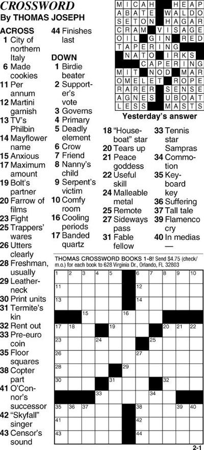 Today s Crossword Puzzles timesargus com