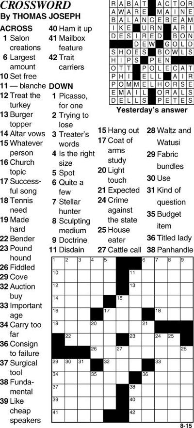 Today’s Crossword | Puzzles | timesargus.com