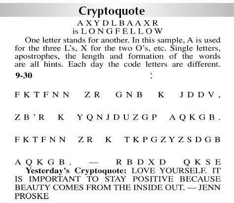 Cryptoquote | Puzzles | timesargus.com