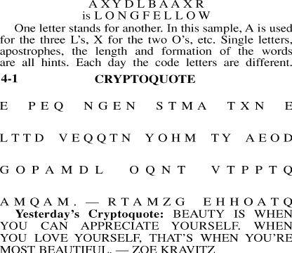Cryptoquote | Puzzles | timesargus.com