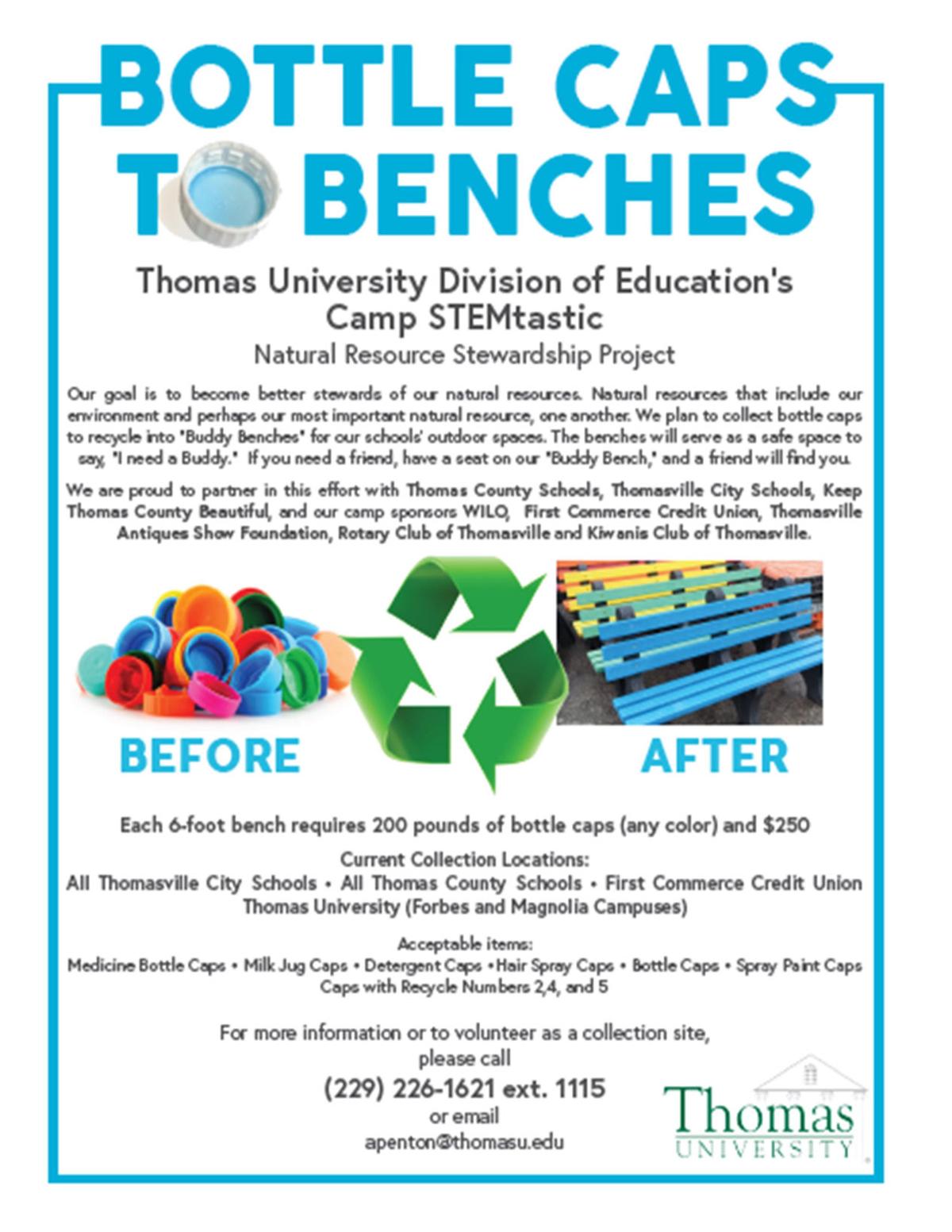 STEMtastic team turning bottle caps into benches 