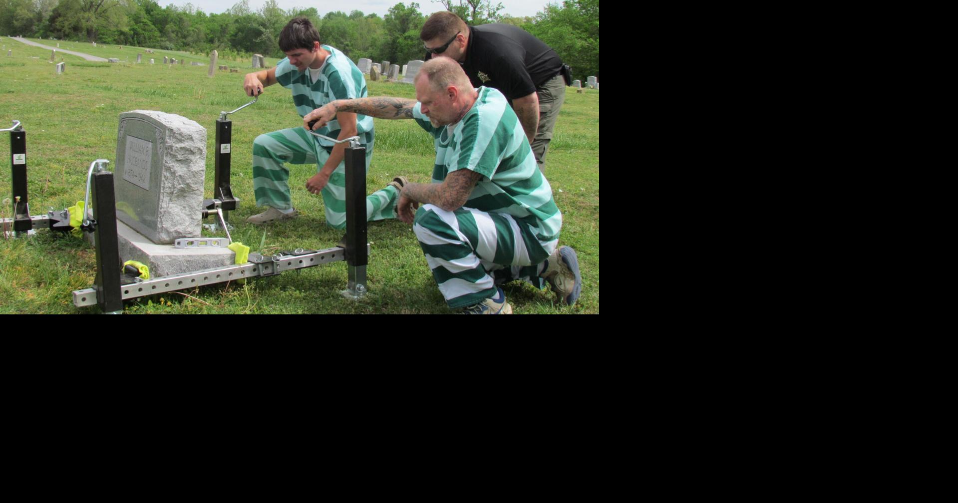 Community members, inmates take on monument restoration at Cedar Hill Cemetery