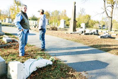 cedar princeton pool richard hill timesleader cemetery superintendent sullenger tombstones markers survey damage grave works david left