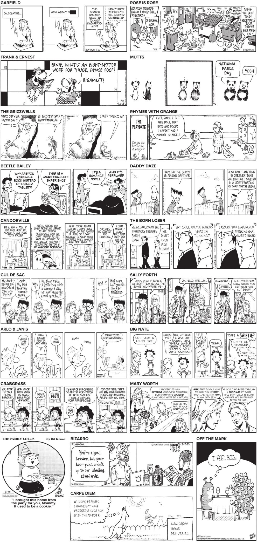 Thursday, March 16, 2023 Comics and Puzzles | Daily Comics | timeswv.com