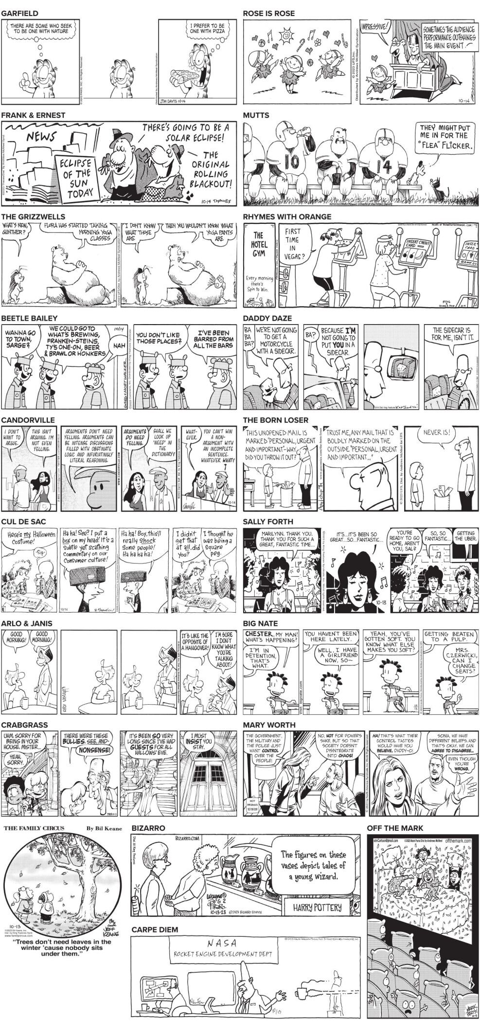 Saturday, October 14, 2023 Comics and Puzzles | Daily Comics | timeswv.com