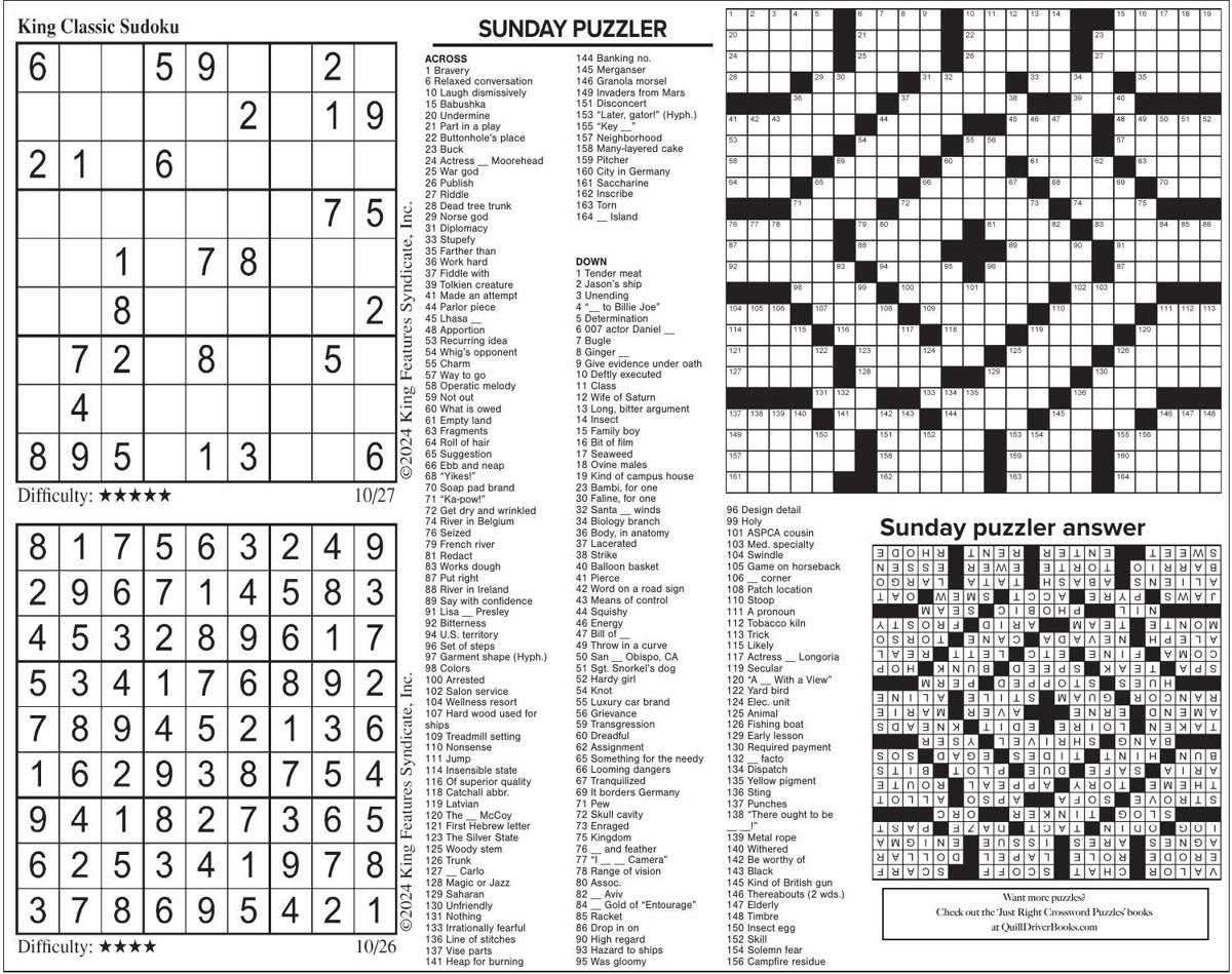 Sunday, October 27, 2024 Comics and Puzzles Daily Comics