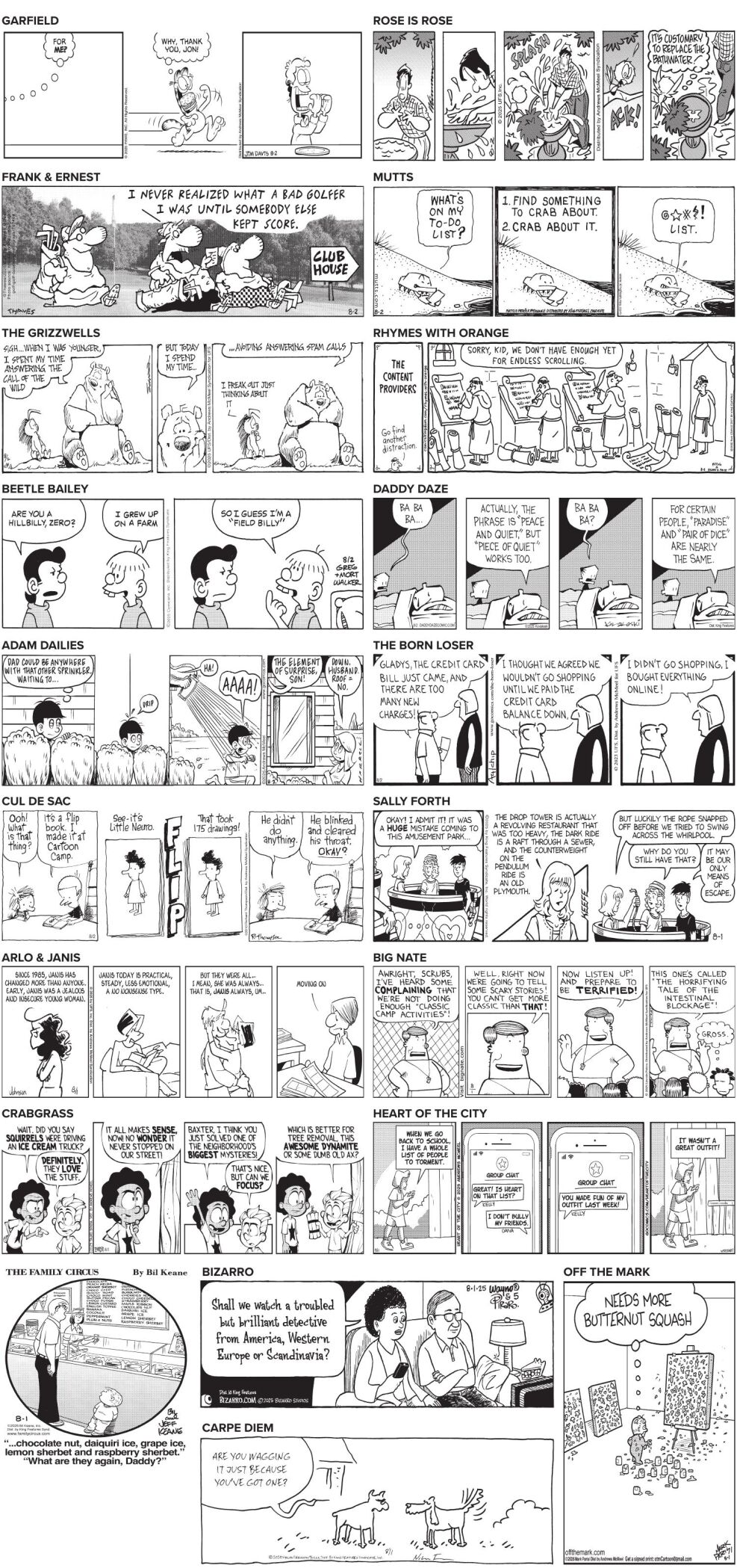 Saturday, August 2, 2025 Comics and Puzzles | Daily Comics | timeswv.com