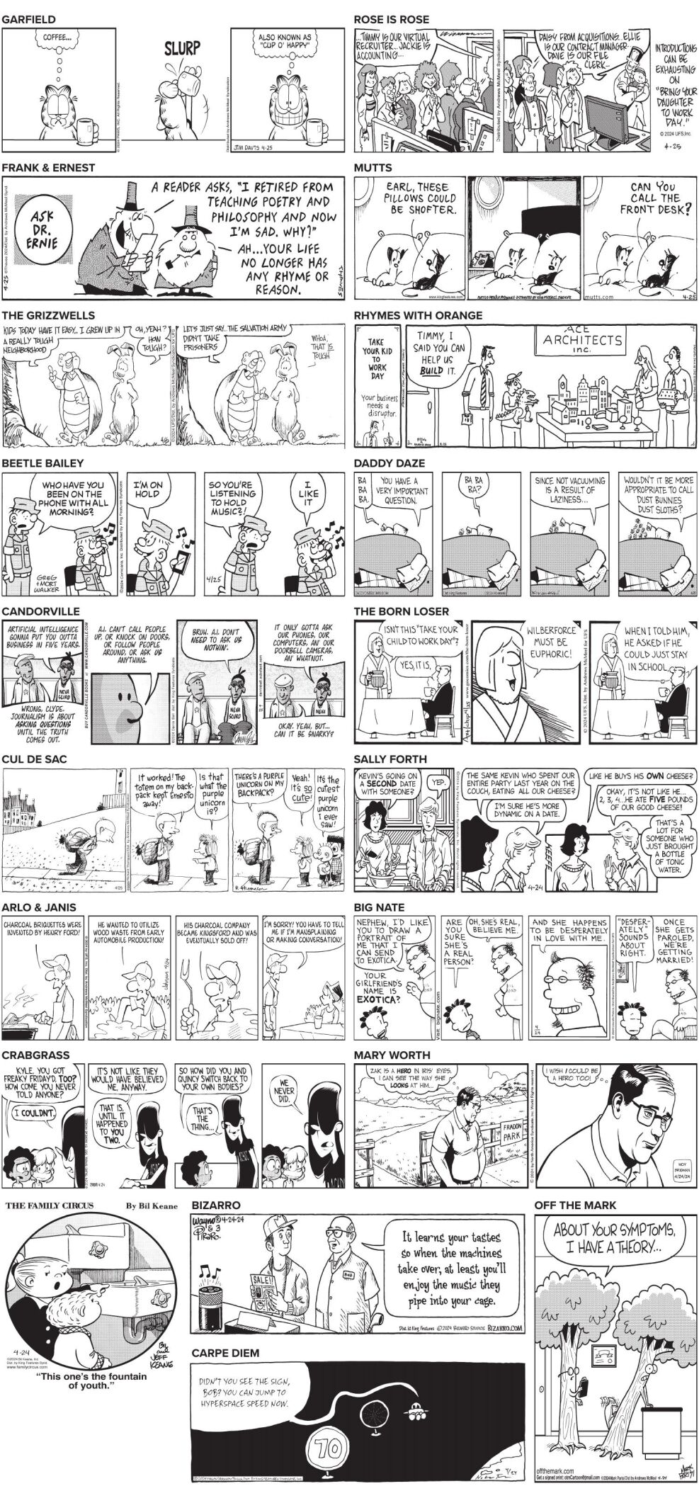 Thursday, April 25, 2024 Comics and Puzzles | Daily Comics | timeswv.com