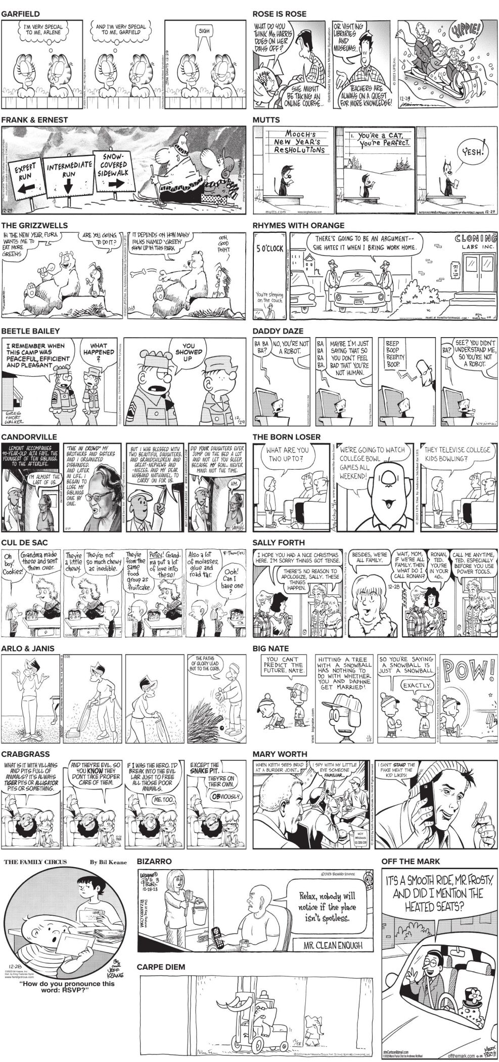 Friday, December 29, 2023 Comics And Puzzles | Daily Comics | Timeswv.com