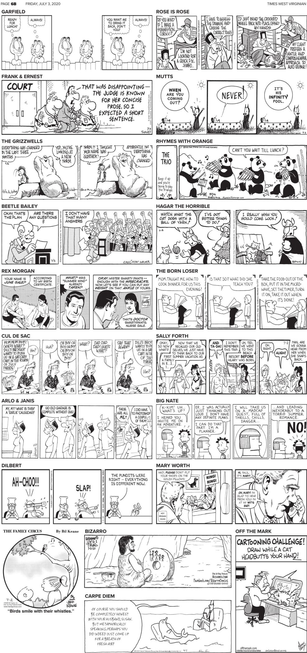 Friday, July 3, 2020 Comics and Puzzle | Daily Comics | timeswv.com