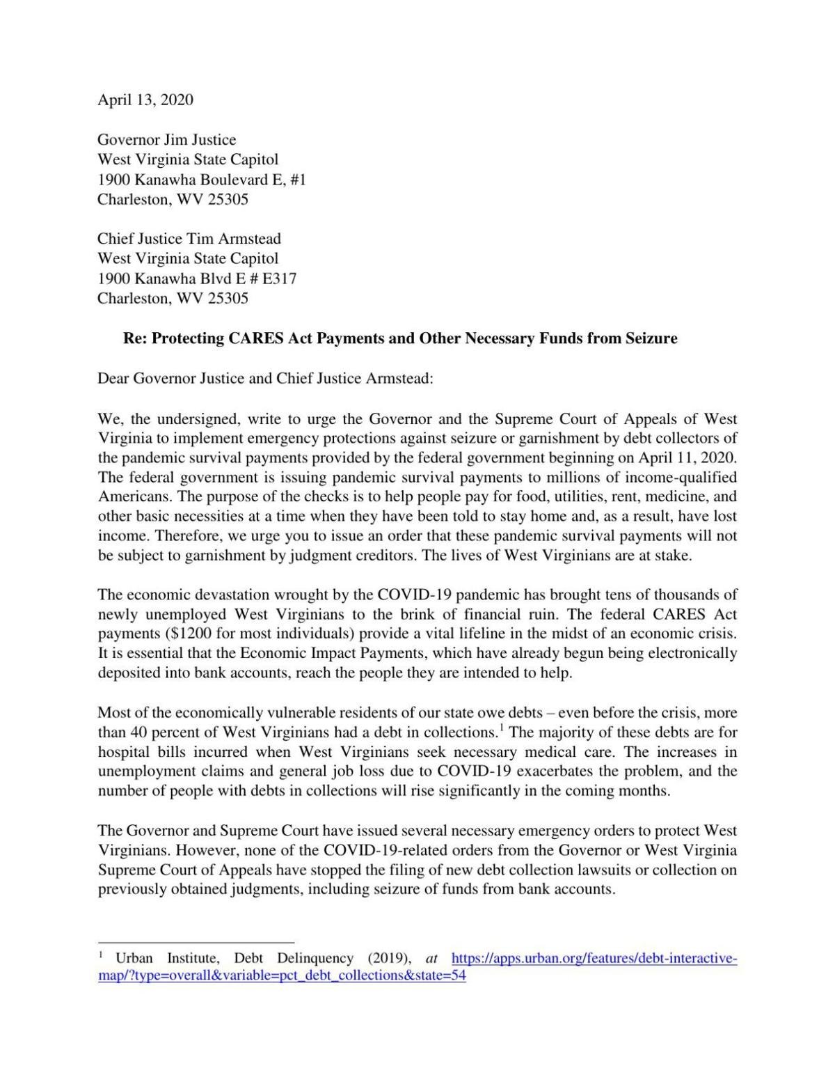 Request for Immediate Action to Protect CARES Act Payments.pdf