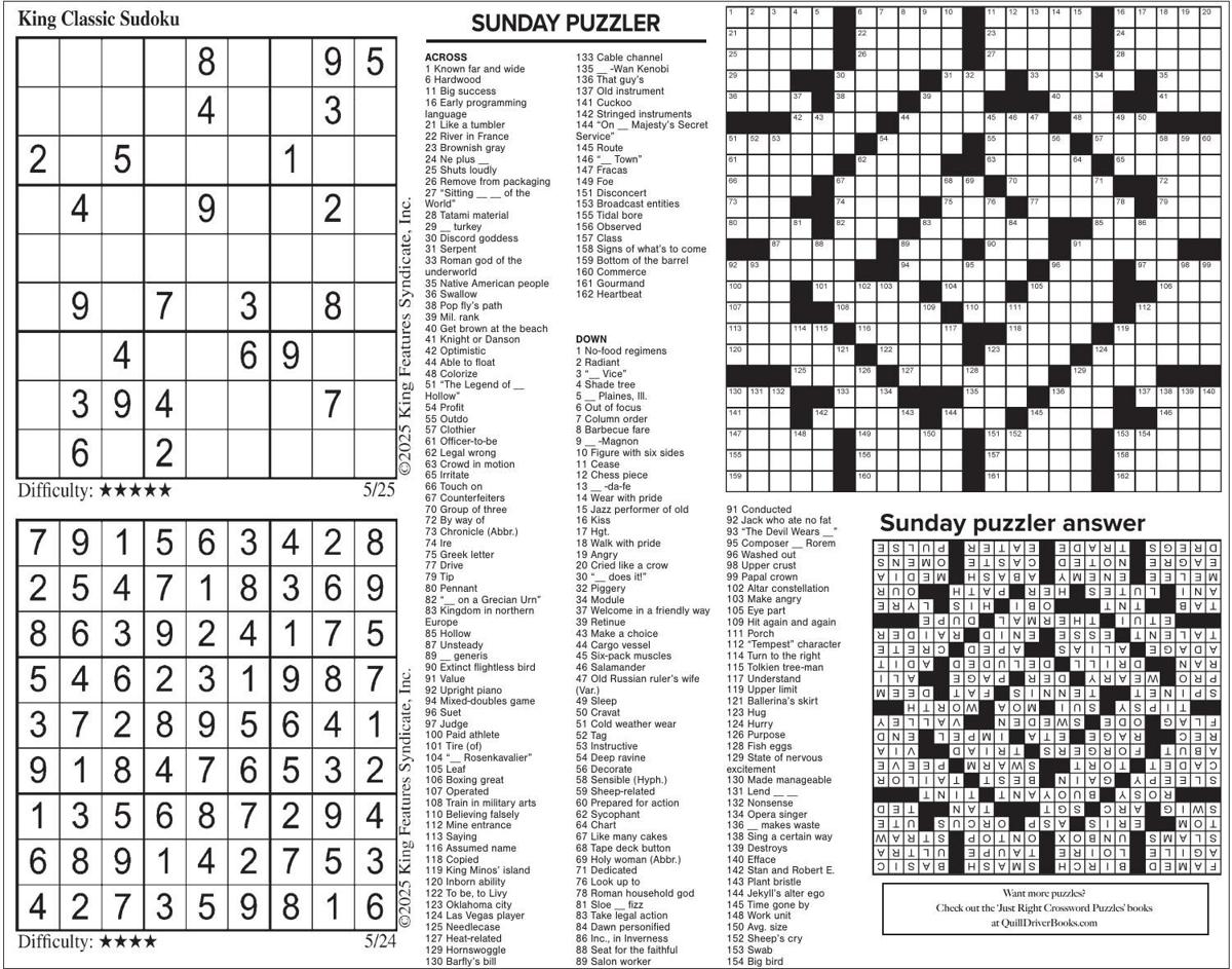 Sunday, May 25, 2025 Comics and Puzzles | Daily Comics | timeswv.com