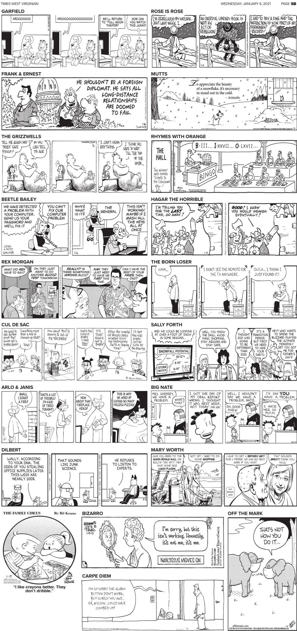 Wednesday, Jan. 6, 2021 Comics and Puzzles | Daily Comics | timeswv.com