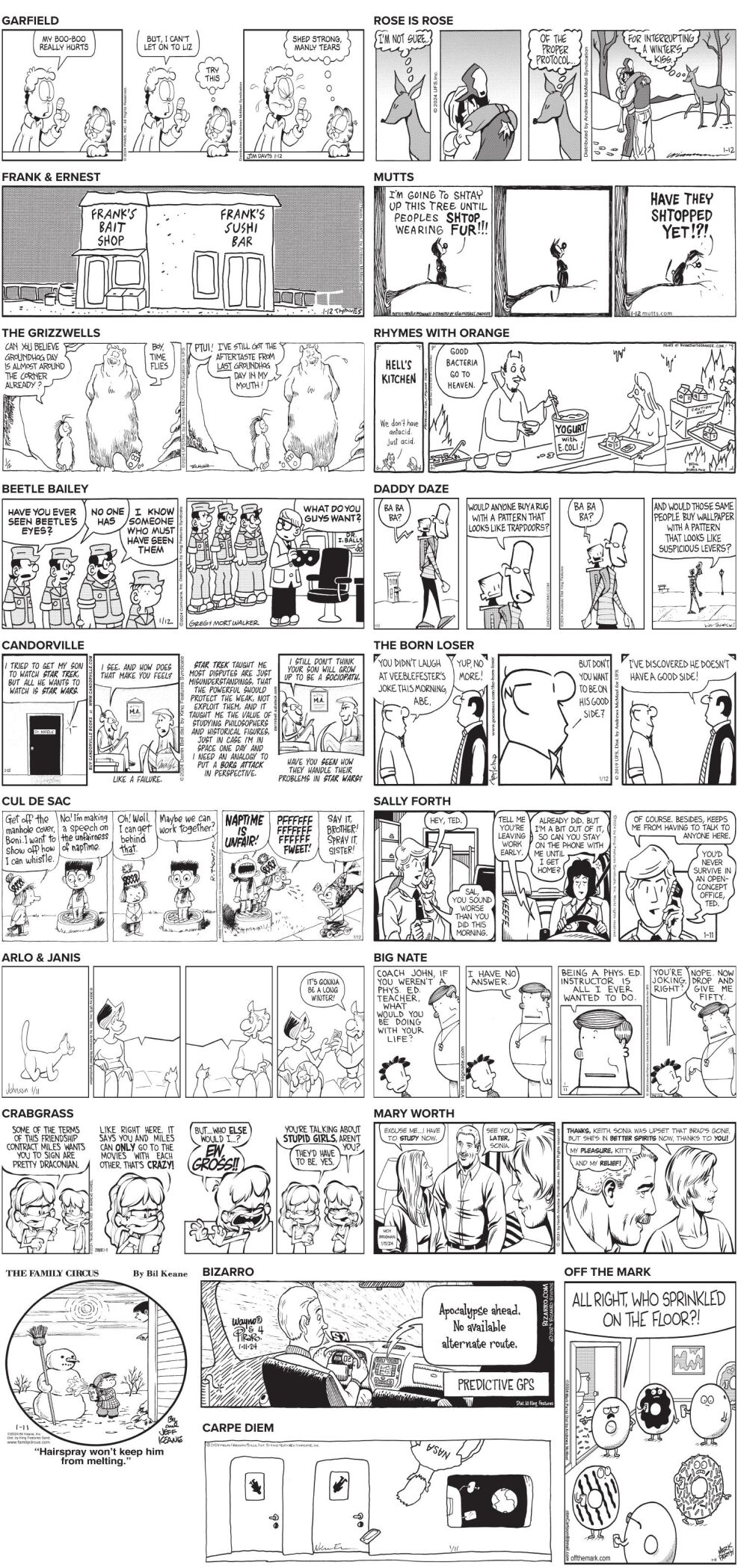 Friday, January 12, 2024 Comics And Puzzles | Daily Comics | Timeswv.com